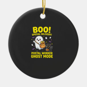 Postal Worker Ghost Mode Halloween Design_1 Ceramic Tree Decoration