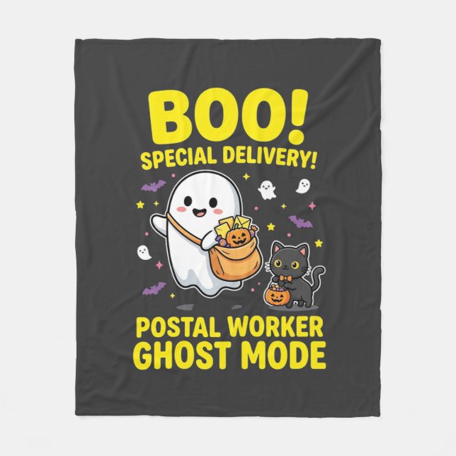 Postal Worker Ghost Mode Halloween Design_1 Fleece Blanket (Front)