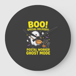 Postal Worker Ghost Mode Halloween Design_1 Large Clock