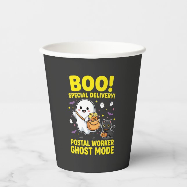Postal Worker Ghost Mode Halloween Design_1 Paper Cups (Front)