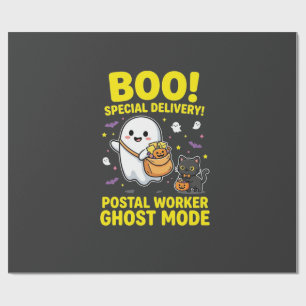 Postal Worker Ghost Mode Halloween Design_1 Wrapping Paper