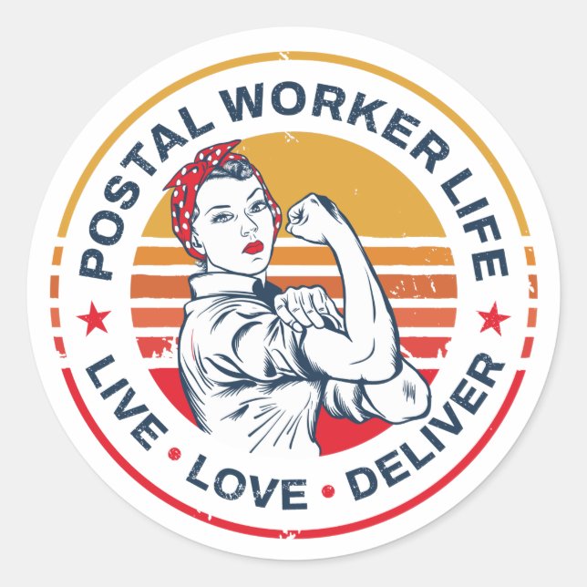 Postal Worker Life Gag Post Office Coworker Classic Round Sticker (Front)