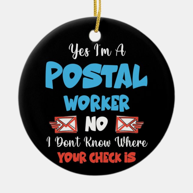 Postal Worker Mail Carrier Mailman Post Office Ceramic Tree Decoration (Front)
