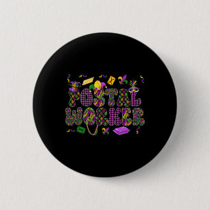 Postal Worker Mardi Gras Symbols Masked Jester Hat 6 Cm Round Badge