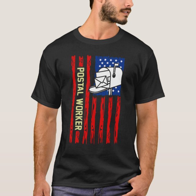 Postal Worker Patriotic US Post Mail Carrier T-Shirt (Front)