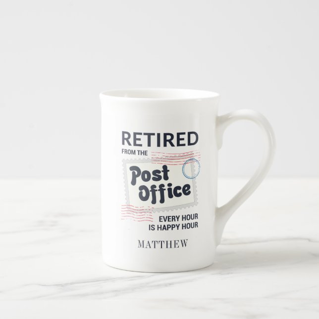 Postal Worker Retirement Mailman Personalised Bone China Mug (Right)