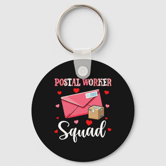 Postal Worker Squad Cute Tools Valentine Hearts Pr Key Ring (Front)