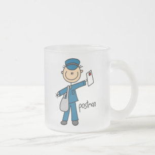 Postal Worker Stick Figure Frosted Glass Coffee Mug
