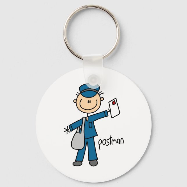 Postal Worker Stick Figure Key Ring (Front)