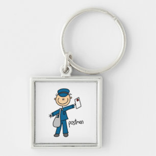 Postal Worker Stick Figure Key Ring
