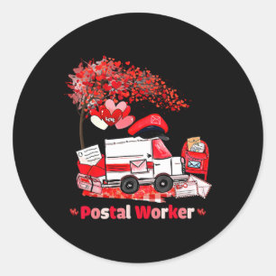 Postal Worker Valentine's Day Postal Truck Mailman Classic Round Sticker