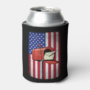 Postal Worker Vintage American Flag Postal Service Can Cooler