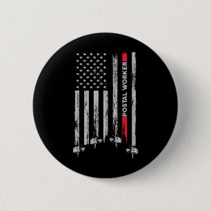 Postal Worker Vintage Usa American Flag Us Postal 6 Cm Round Badge