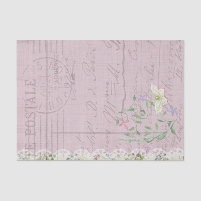 Postale Script Flowers and Butterfly Tissue Paper (Front)