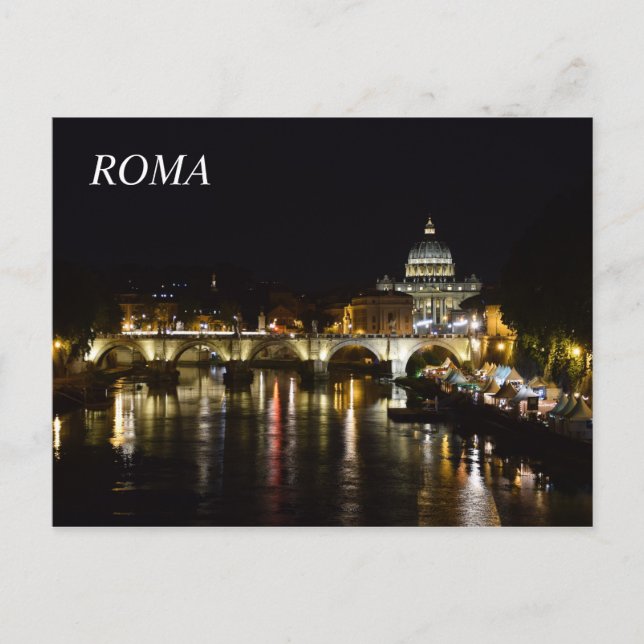 Postard of Rome at night Postcard (Front)