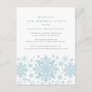 POSTCARD 18th Birthday Blue Snowflake Invitation