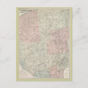 Postcard 1912 Map of The Adirondacks