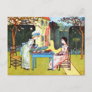 Postcard: 2 Victorian Girls Having Afternoon Tea Postcard