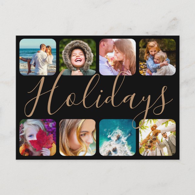 Postcard 8 Photo Holidays Rounded Template (Front)