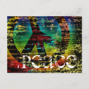 Postcard, Abstract Rainbow Grunge Peace Postcard