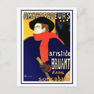 Postcard: Aristide Bruant by Toulouse-Lautrec Postcard