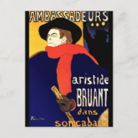 Postcard: Aristide Bruant by Toulouse-Lautrec