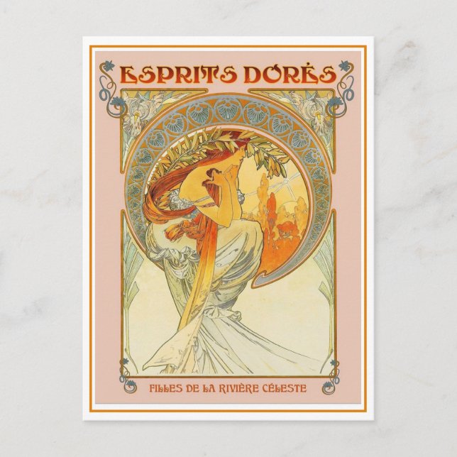 Postcard - Art Nouveau Esprits Dores (Front)