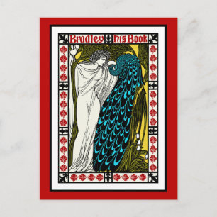 Postcard: Art Nouveau Peacock Artwork - The Kiss Postcard