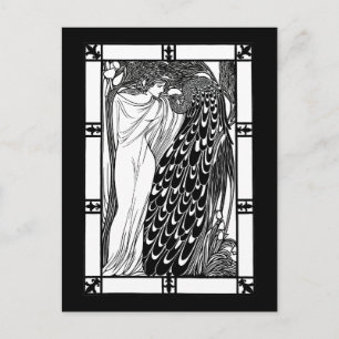 Postcard: Art Nouveau Peacock Artwork - The Kiss Postcard