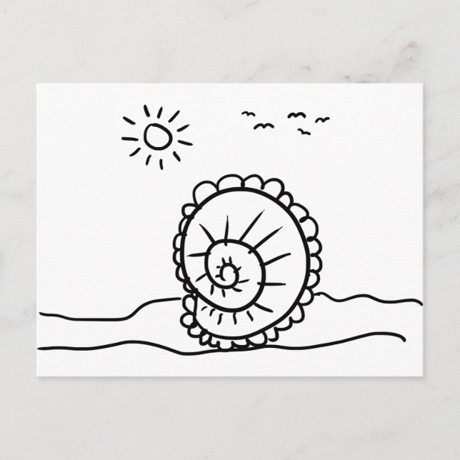 Postcard, At The Beach Doodle Postcard (Front)