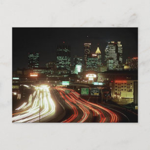 Postcard Atlanta Night Fulton St Central Ave Dome