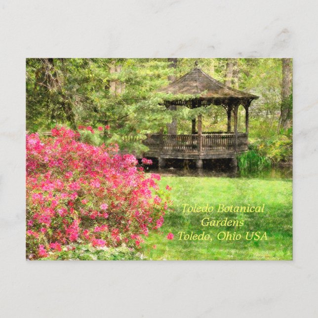 POSTCARD, "AZALEAS AND GAZEBO, TOLEDO BOTANICAL GA POSTCARD (Front)