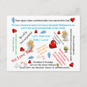 Postcard Baby Shower Baby Arrival