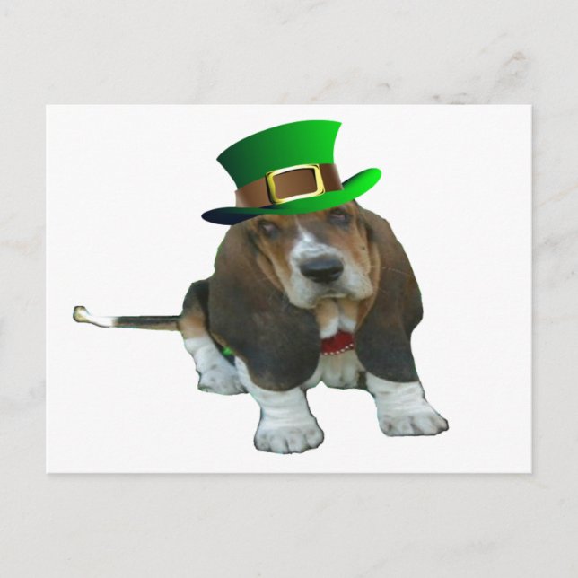 Postcard Basset Hound Happy StPatrick's Day (Front)