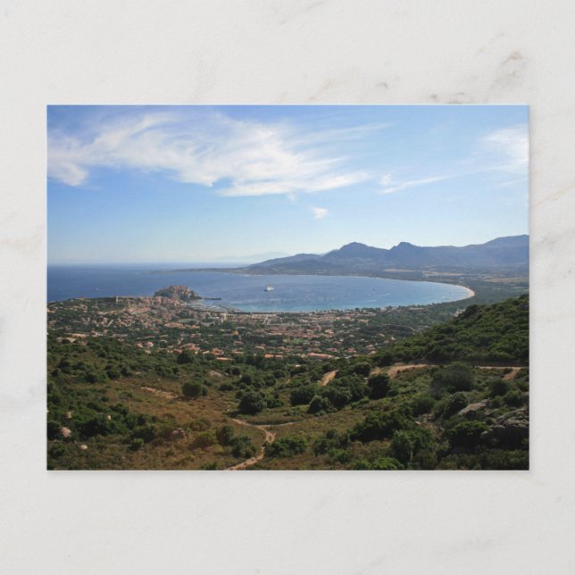 Postcard Bay of Calvi, Corsica, France (Front)