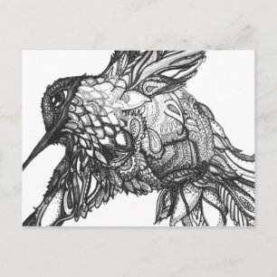 Postcard, Black and White Art Great for Colouring Postcard