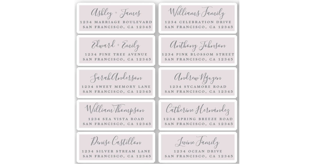 Postcard Calligraphy Wedding Guest Address Labels | Zazzle
