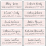 Postcard Calligraphy Wedding Guest Address Labels<br><div class="desc">Easy to personalise, names and addresses / individual wedding address label stickers for guests in a 2 x 0.8 inch size suitable for postcards! These chic, modern and stylish wedding address labels feature your wedding guest names in off-black elegant handwritten script calligraphy on a pastel pink background. Simply add your...</div>