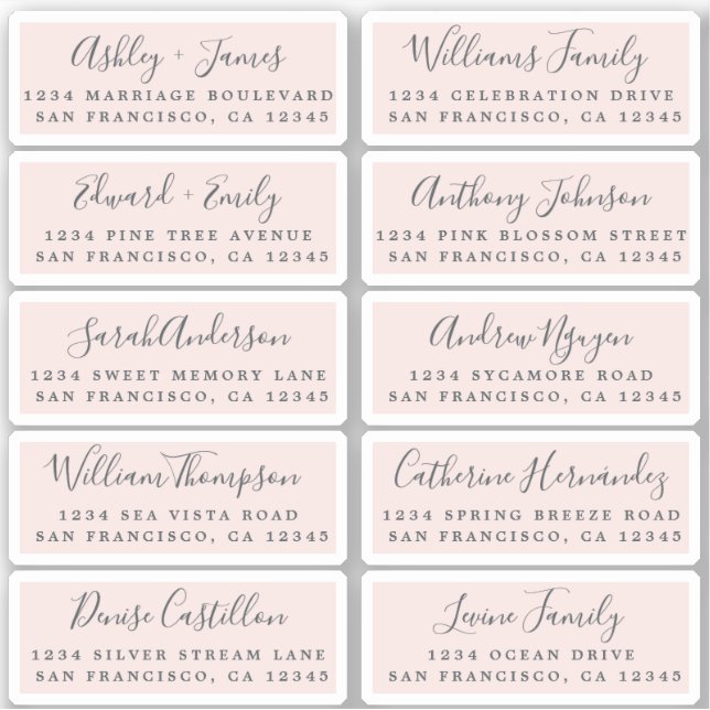 Postcard Calligraphy Wedding Guest Address Labels (Front)