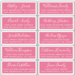 Postcard Calligraphy Wedding Guest Address Labels<br><div class="desc">Easy to personalise, names and addresses / individual wedding address label stickers for guests in a 2 x 0.8 inch size suitable for postcards! These chic, modern and simple wedding address labels feature your wedding guest names in white elegant handwritten script calligraphy and stylish typography on a hot pink background....</div>