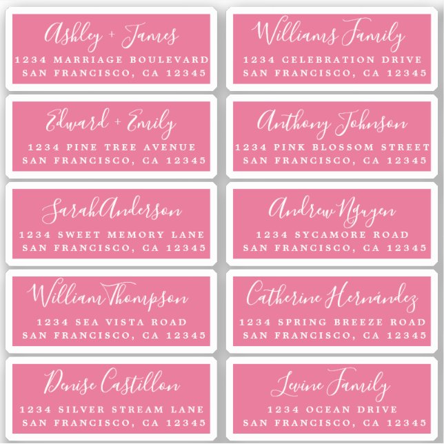 Postcard Calligraphy Wedding Guest Address Labels (Front)