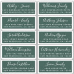 Postcard Calligraphy Wedding Guest Address Labels<br><div class="desc">Easy to personalise, names and addresses / individual wedding address label stickers for guests in a 2 x 0.8 inch size suitable for postcards! These chic, modern and simple wedding address labels feature your wedding guest names in white elegant handwritten script calligraphy and stylish typography on a dark green background....</div>