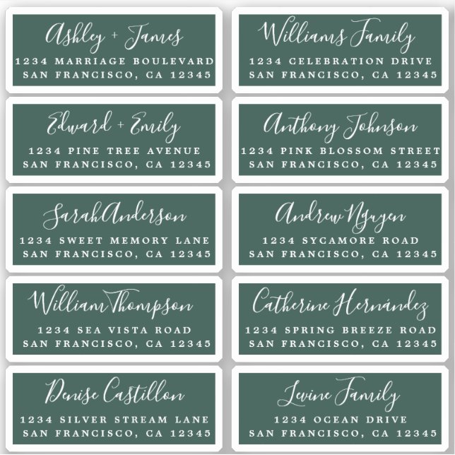 Postcard Calligraphy Wedding Guest Address Labels (Front)