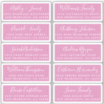 Postcard Calligraphy Wedding Guest Address Labels<br><div class="desc">Easy to personalise, names and addresses / individual wedding address label stickers for guests in a 2 x 0.8 inch size suitable for postcards! These chic, modern and simple wedding address labels feature your wedding guest names in white elegant handwritten script calligraphy and stylish typography on a fuchsia pink background....</div>