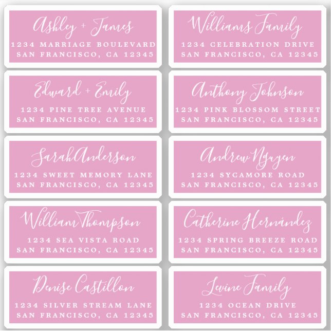 Postcard Calligraphy Wedding Guest Address Labels (Front)