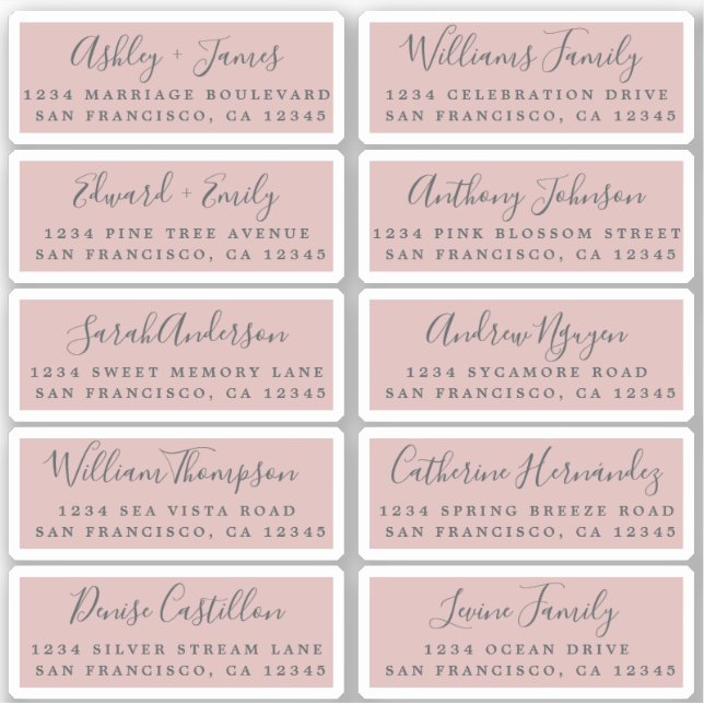 Postcard Calligraphy Wedding Guest Address Labels (Front)