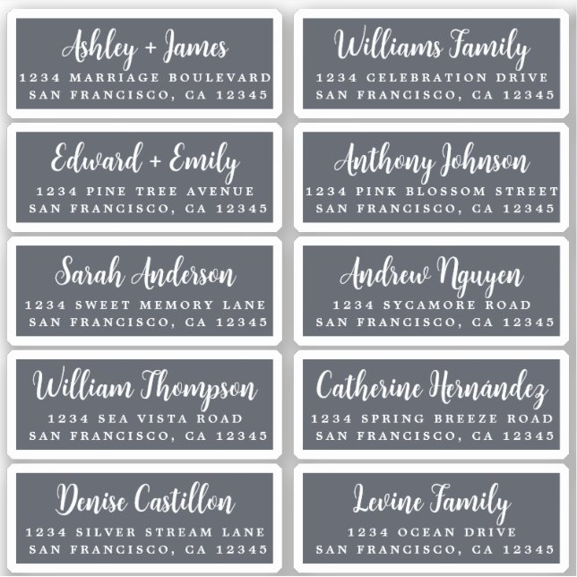 Postcard Calligraphy Wedding Guest Address Labels (Front)