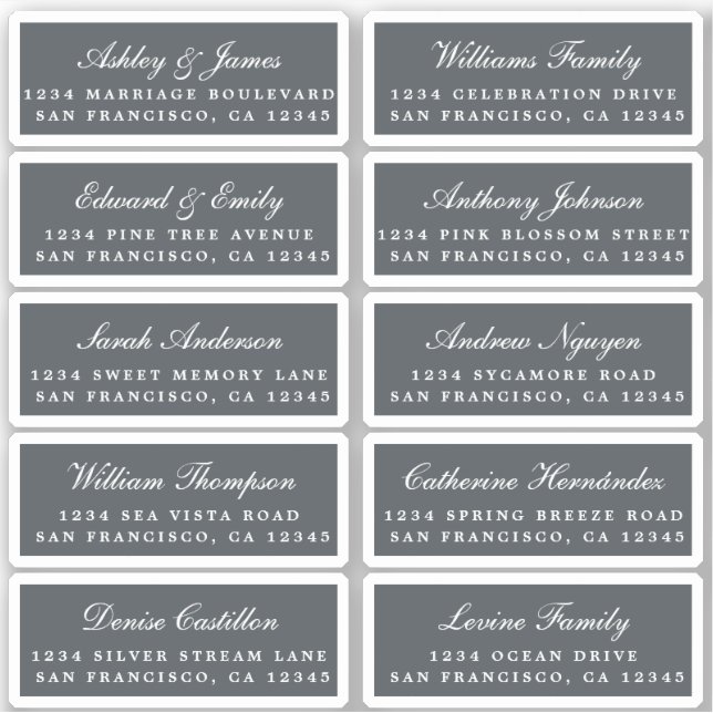 Postcard Calligraphy Wedding Guest Address Labels (Front)