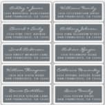 Postcard Calligraphy Wedding Guest Address Labels<br><div class="desc">Easy to personalise, names and addresses / individual wedding address label stickers for guests in a 2 x 0.8 inch size suitable for postcards! These chic, modern and stylish wedding address labels feature your wedding guest names in white elegant handwritten script calligraphy on an off-black background. Simply add your individual...</div>