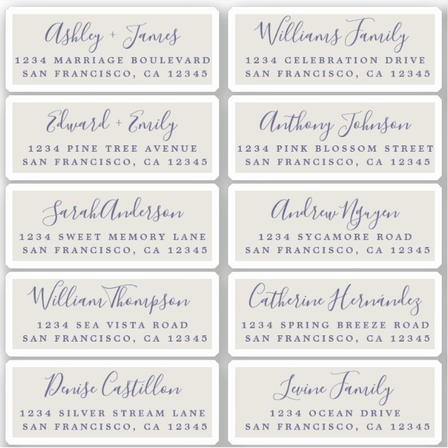 Postcard Calligraphy Wedding Guest Address Labels (Front)
